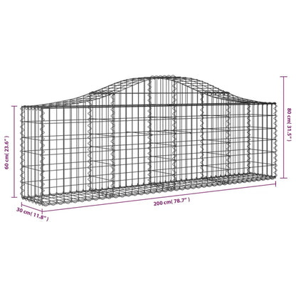 NNEVL Arched Gabion Basket 200x30x60/80 cm Galvanised Iron