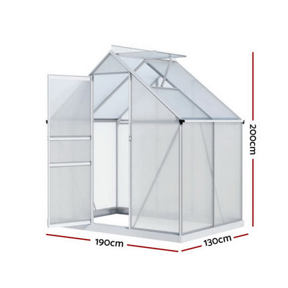 NNEDSZ Green Fingers Greenhouse Aluminium Polycarbonate Premium Garden Storage Shed 1.3Mx1.9Mx2.0M