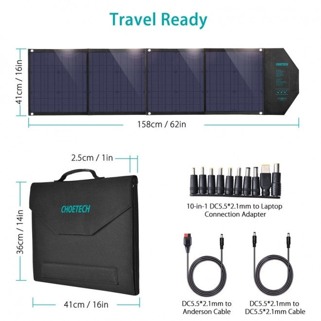 NNEDSZ CHOETECH SC007 Solar Panel Portable Charger 80W 18V with USB-C PD 30W