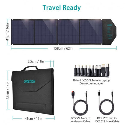NNEDSZ CHOETECH SC007 Solar Panel Portable Charger 80W 18V with USB-C PD 30W
